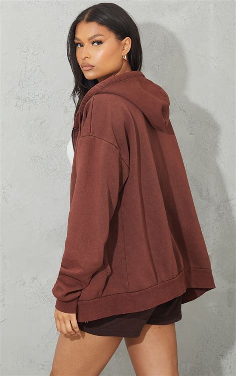 brown oversized hoodie zip up